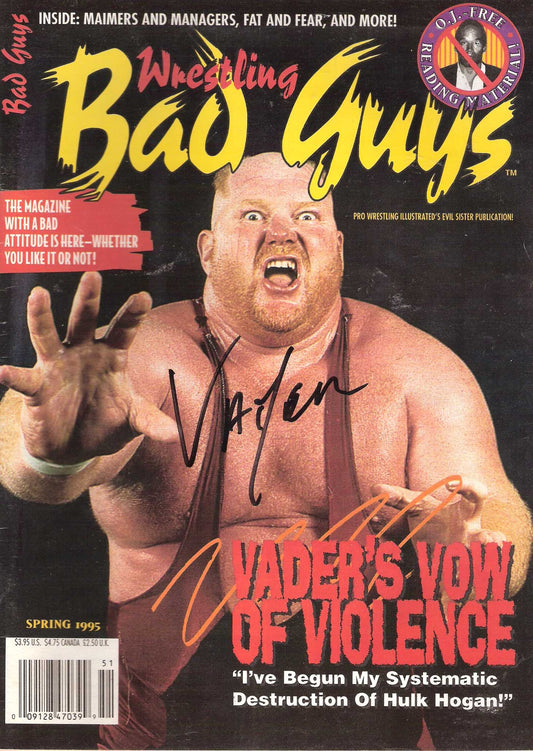 AM254  Big Van Vader ( Deceased ) Autographed vintage Wrestling Magazine w/COA