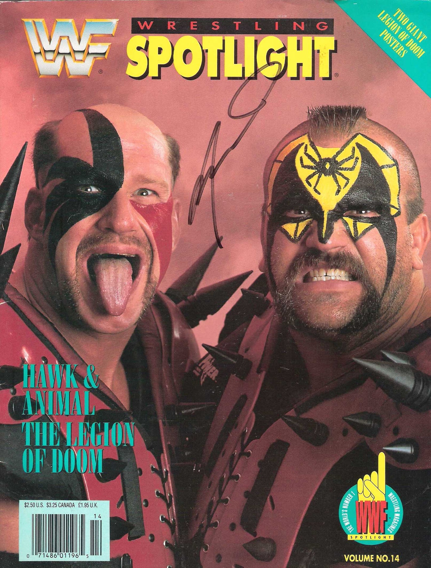 AM258 Road Warrior Animal ( Deceased ) Autographed vintage Wrestling Magazine  w/COA