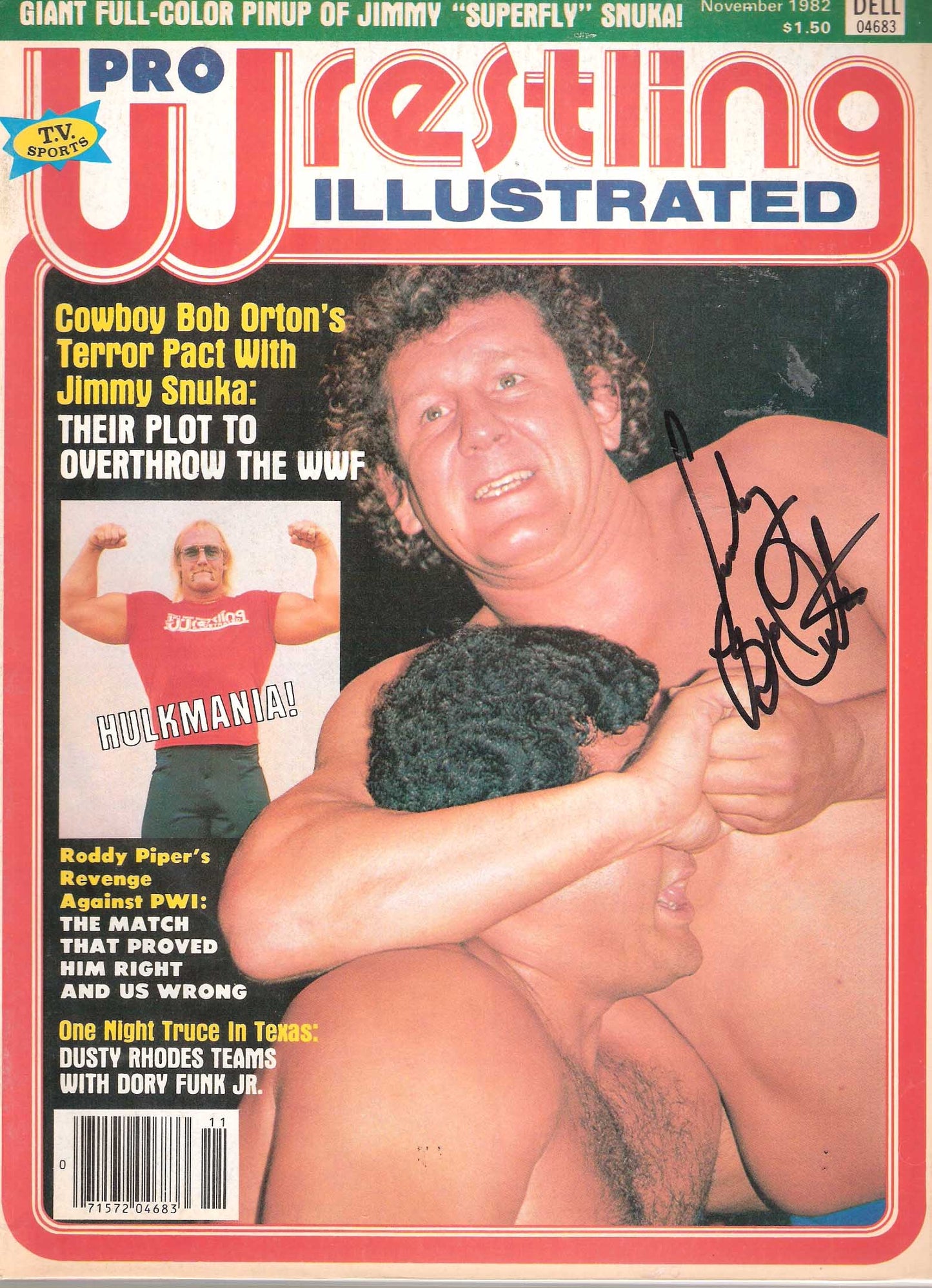 AM263  Cowboy Bob Orton Autographed Vintage Wrestling Magazine w/COA