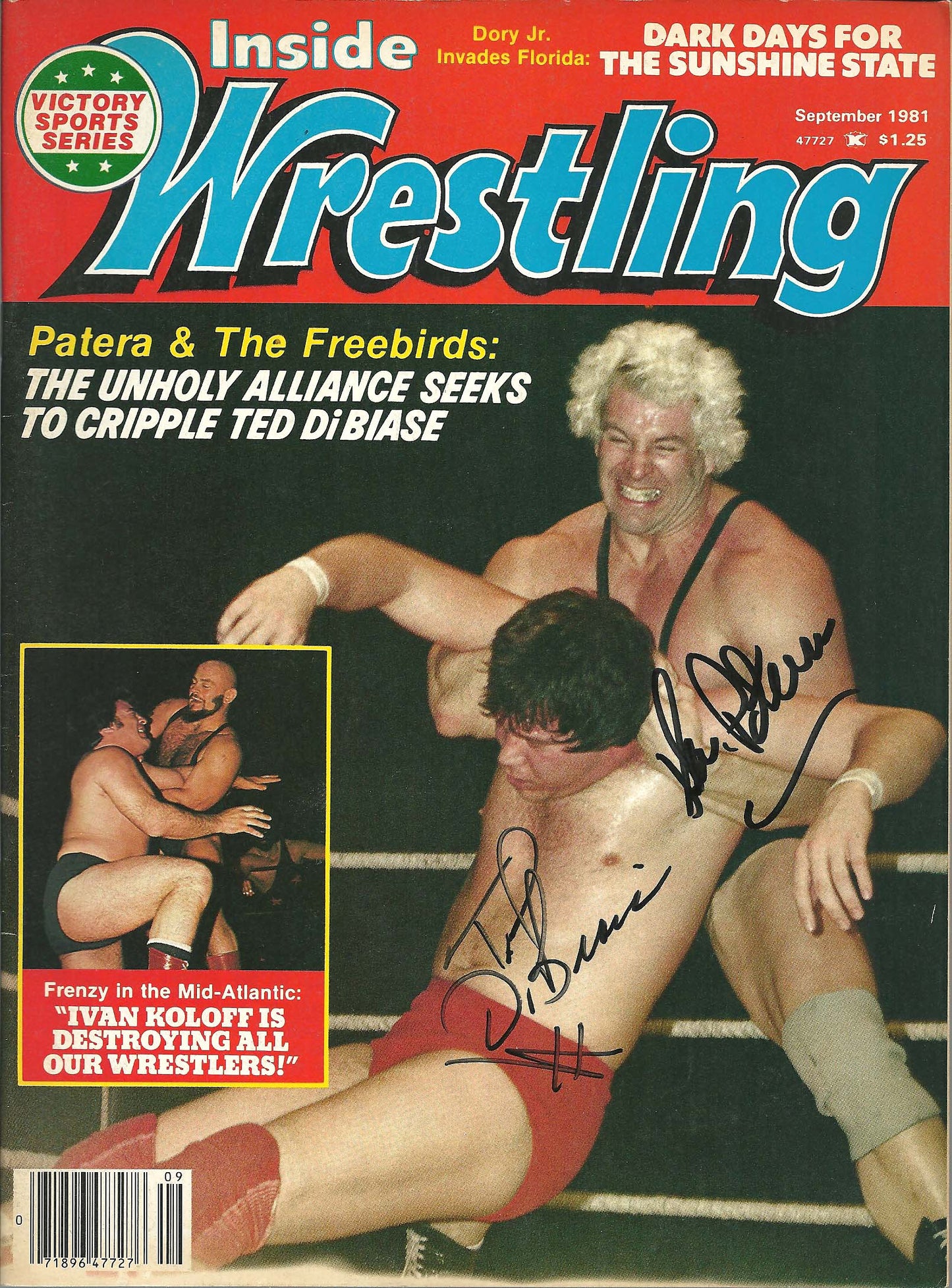 AM272  Ted DiBiase vs Ken Patera Autographed Vintage Wrestling Magazine w/COA