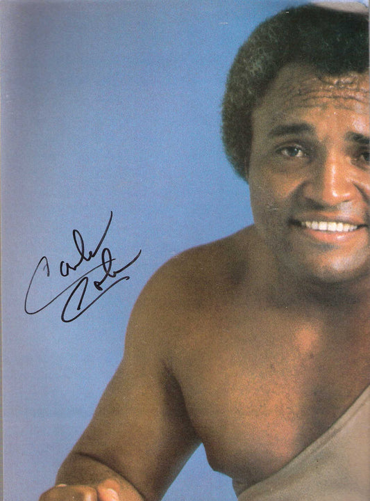 AM279 Carlos Colon Autographed Vintage Wrestling Magazine Poster w/COA