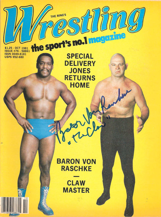 AM282 Baron Von Raschke Autographed vintage Wrestling Magazine w/COA