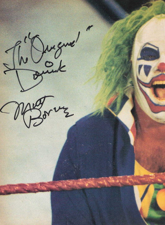 AM296  Doink the Clown Matt Borne ( Deceased ) Autographed vintage Wrestling Magazine Poster w/COA
