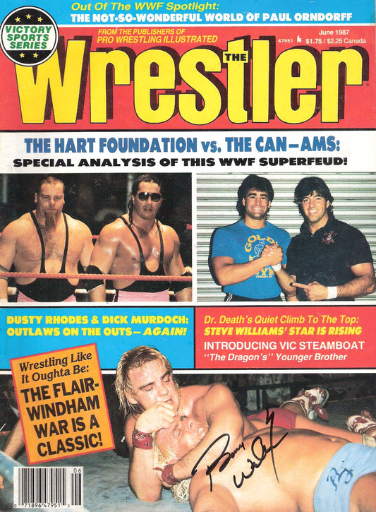 AM303  Barry Windham Signed Historical Wrestling Magazine  w/COA