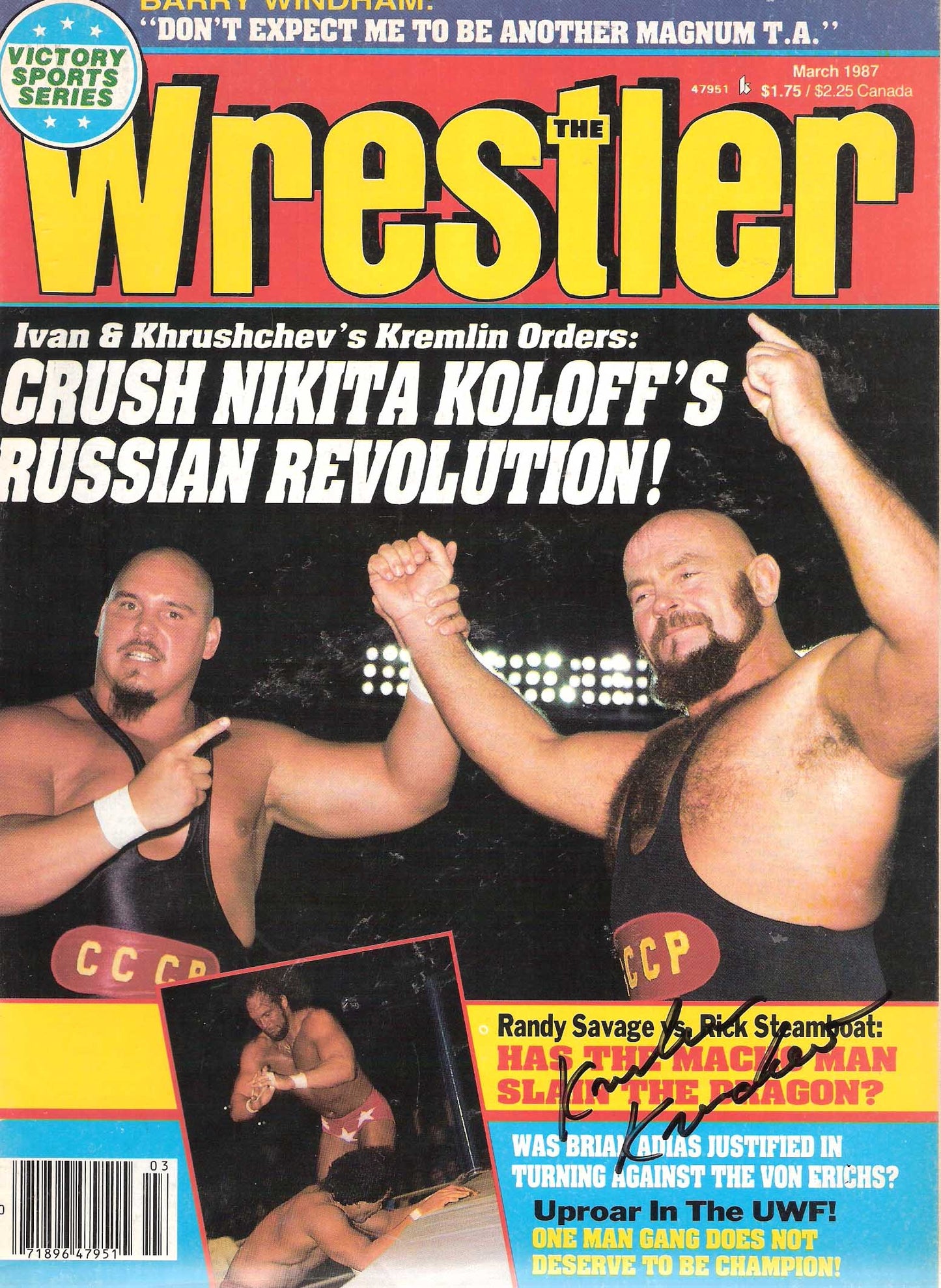 AM311 Krusher Khrushchev Autographed vintage Wrestling Magazine w/COA