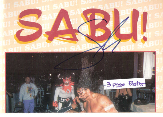 AM338  SABU Autographed vintage Wrestling Magazine Poster w/COA
