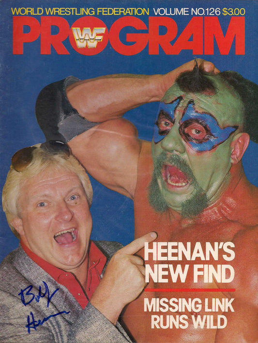 AM349  Bobby the Brain Heenan (Deceased )  Autographed vintage Wrestling Magazine  w/COA