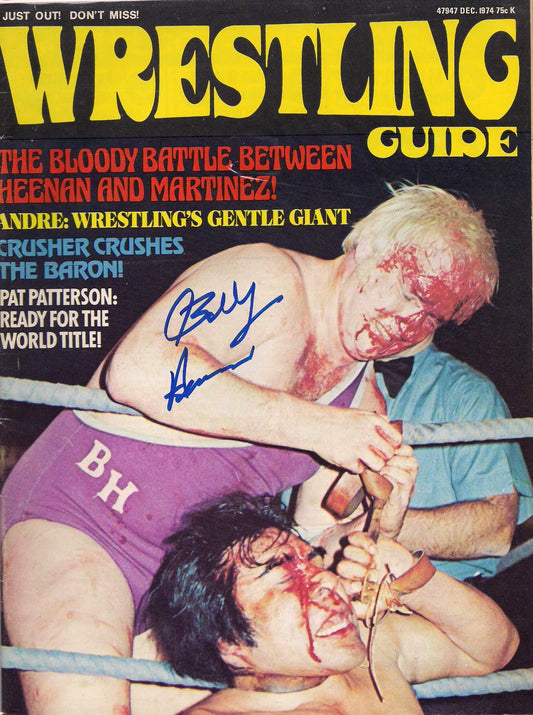 AM350  Bobby the Brain Heenan (Deceased )  Autographed vintage Wrestling Magazine  w/COA