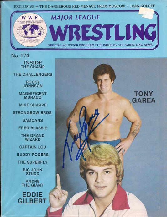 AM355 Tony Garea  Autographed vintage Wrestling Magazine w/COA