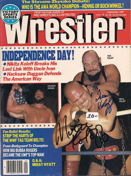 AM360 Ivan Koloff   ( Deceased ) Nikita Koloff Autographed vintage Wrestling Magazine w/COA