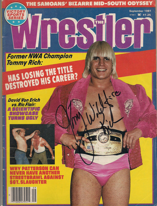 AM363 Tommy Wildfire Rich   Autographed vintage Wrestling Magazine w/COA