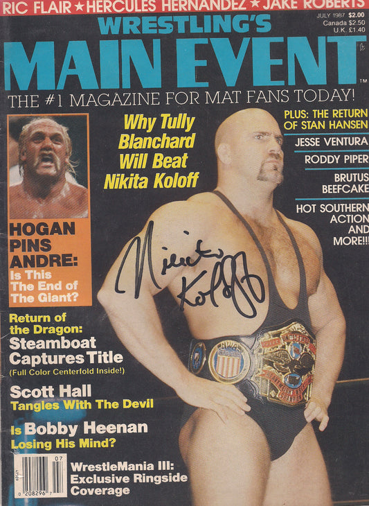 AM365  Nikita Koloff the Russian Freight Train  Autographed vintage Wrestling Magazine w/COA