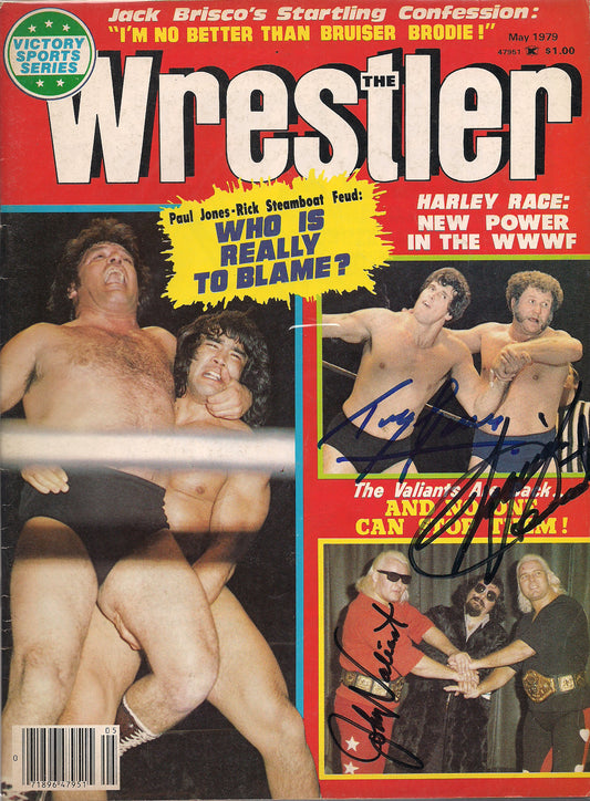 AM367  The Valiant Brothers Tony Garea Autographed vintage Wrestling Magazine w/COA