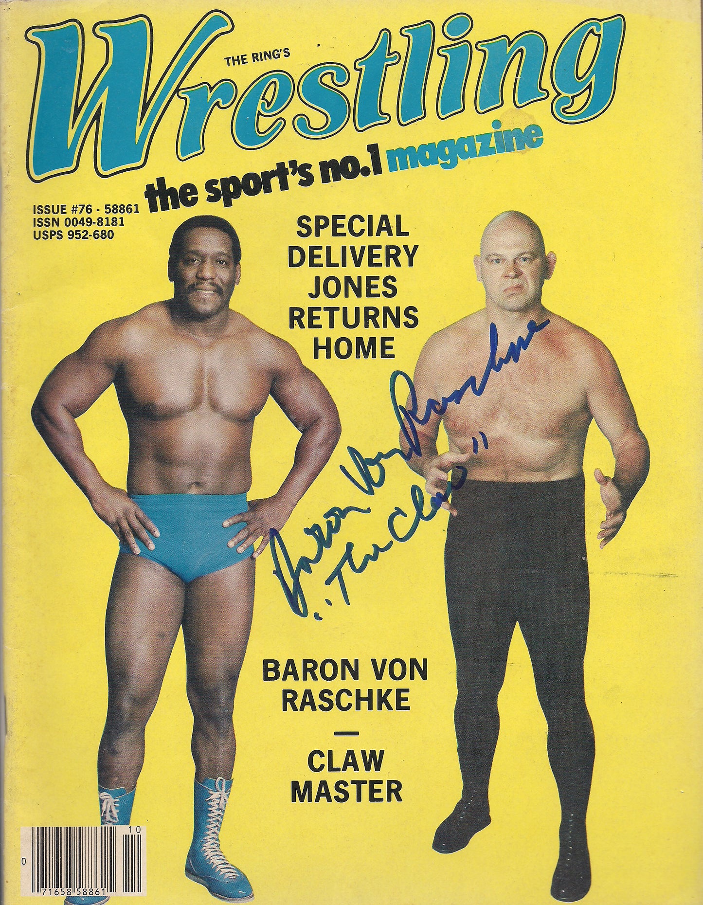 AM374  Baron Von Raschke Autographed vintage Wrestling Magazine w/COA