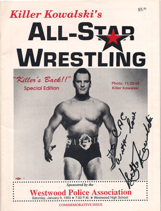 AM377  Killer Kowalksi  ( Deceased ) Autographed vintage Wrestling Magazine w/COA