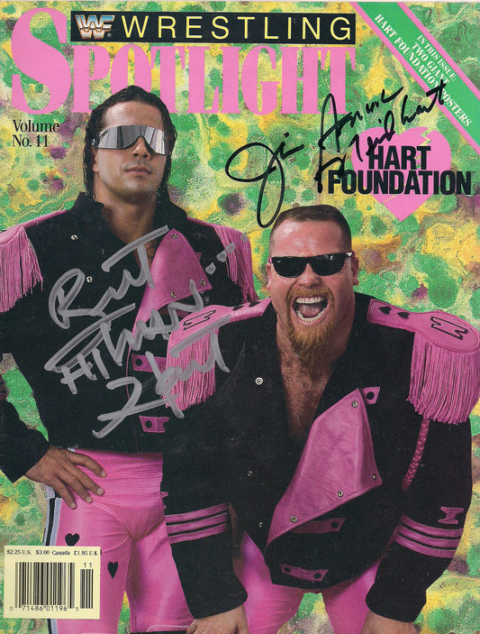 AM378 The Hart Foundation ( Jim Neidhart Deceased ) Autographed vintage Wrestling Magazine w/COA