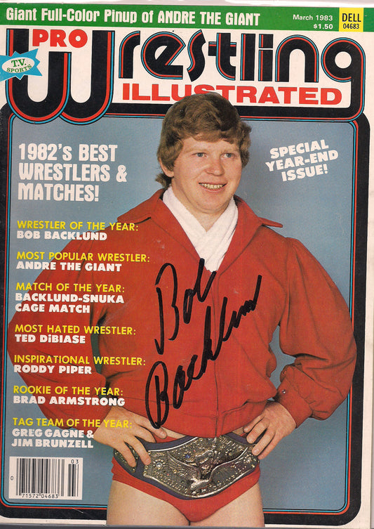 AM379  Bob Backlund Autographed vintage Wrestling Magazine w/COA