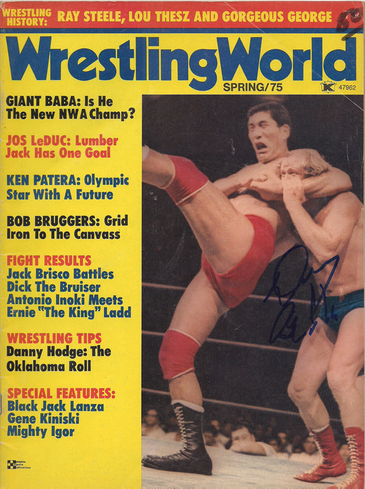 AM383  Dory Funk Jr.  Autographed vintage Wrestling Magazine w/COA