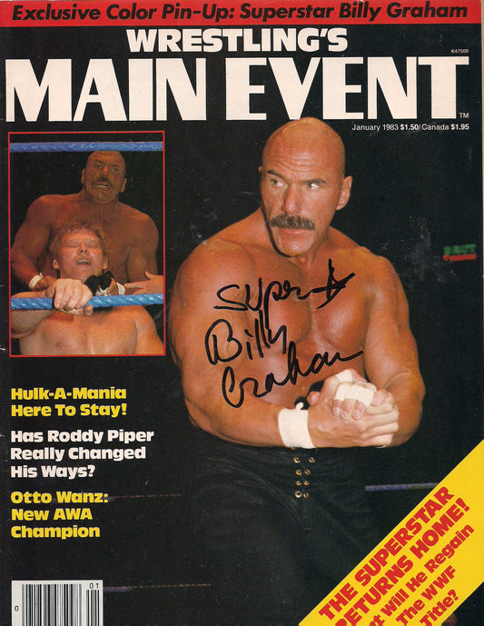 AM387  Superstar Billy Graham Autographed vintage Wrestling Magazine w/COA