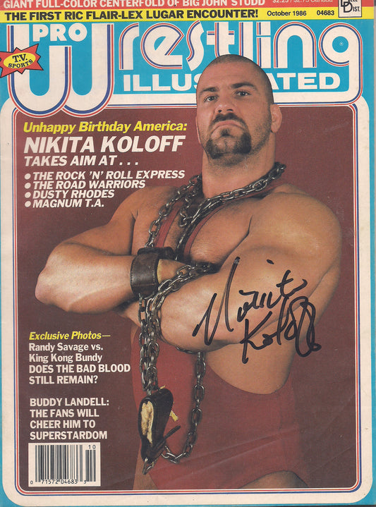 AM400  The Russian Nightmare Nikita Koloff  Autographed vintage Wrestling Magazine w/COA