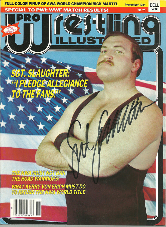 AM419  Sgt. Slaughter  Autographed Wrestling Magazine  w/COA