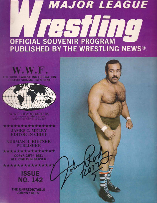 AM427  The Unpredictable Johnny Rodz Autographed Vintage Wrestling Magazine w/COA