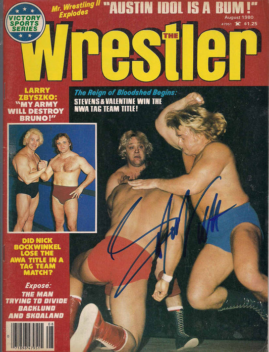 AM441  Greg  The Hammer Valentine Autographed Vintage Wrestling Magazine w/COA