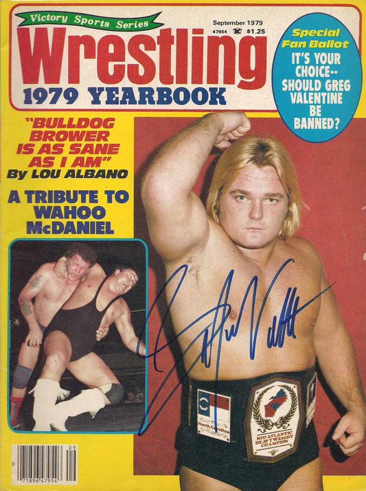 AM443 Greg the Hammer Valentine Autographed Vintage Wrestling Magazine w/COA
