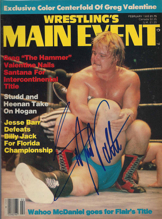 AM446  Greg the Hammer Valentine Autographed Vintage Wrestling Magazine and Poster w/COA