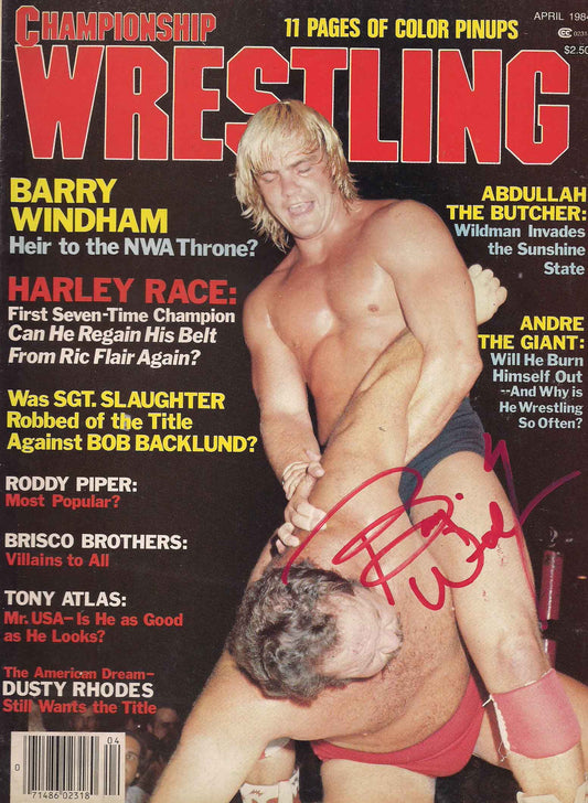 AM453 Barry Windham Autographed Vintage Wrestling Magazine w/COA