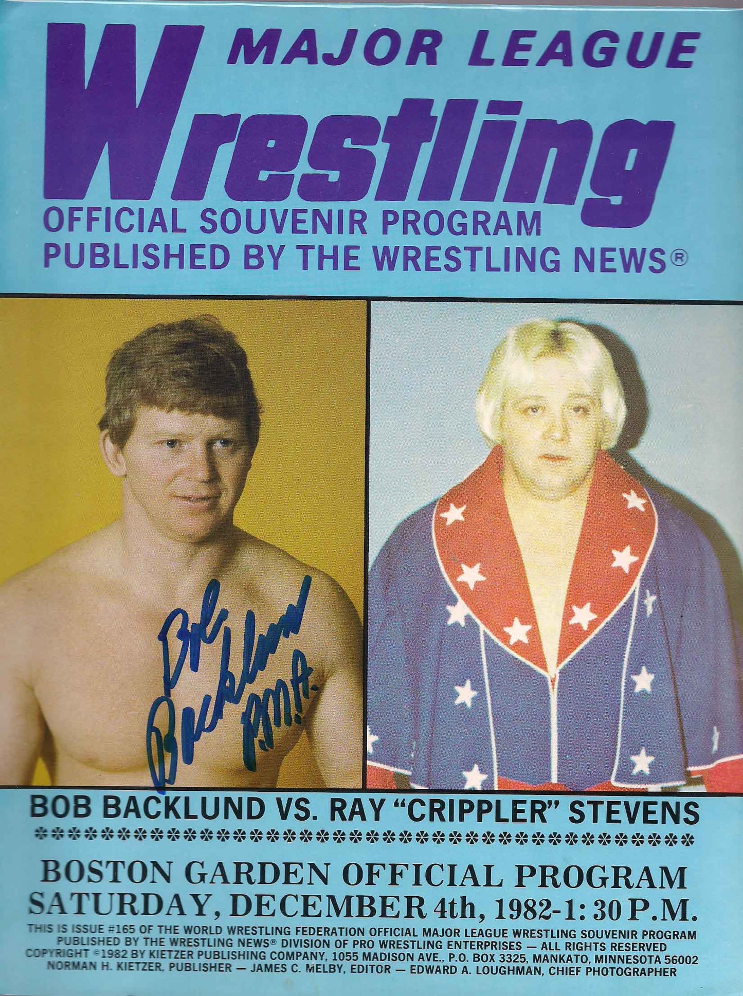 AM454  Bob Backlund Autographed Vintage Wrestling Magazine w/COA