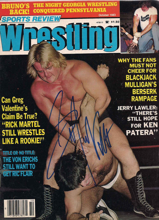 AM459  Greg Valentine Autographed Vintage Wrestling Magazine w/COA