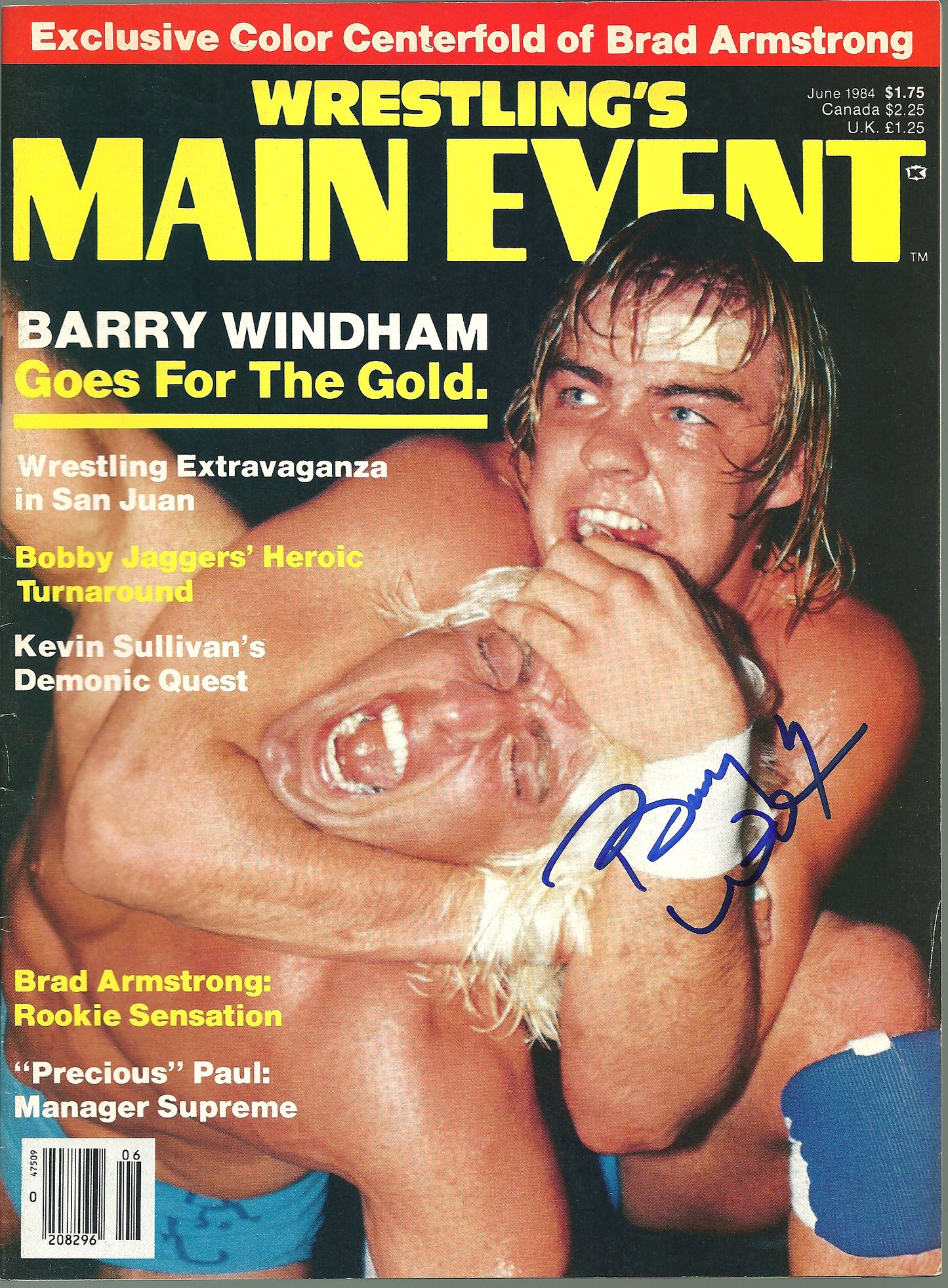 AM475   Barry Windham  Autographed Vintage Wrestling Magazine w/COA