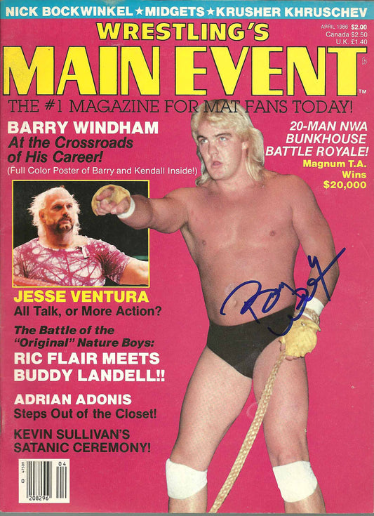 AM476   Barry Windham  Autographed Vintage Wrestling Magazine w/COA