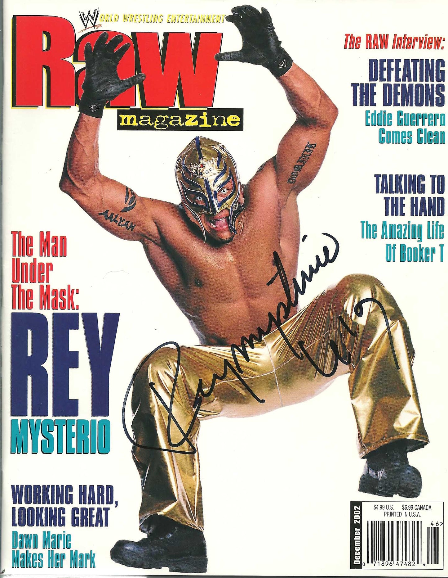 AM480   Rey Mysterio  Autographed Vintage Wrestling Magazine w/COA