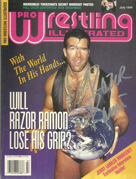 AM483  Razor Ramon  (Deceased ) Autographed Vintage Wrestling Magazine w/COA