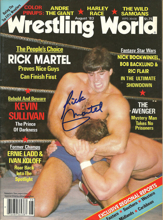 AM486  Rick Martel  Autographed Vintage Wrestling Magazine w/COA