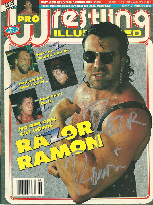 AM489  Razor Ramon( Deceased ) Autographed Vintage Wrestling Magazine w/COA
