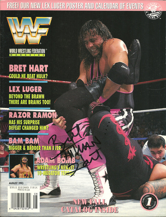 AM495  Bret the Hitman Hart Autographed Vintage Wrestling Magazine w/COA
