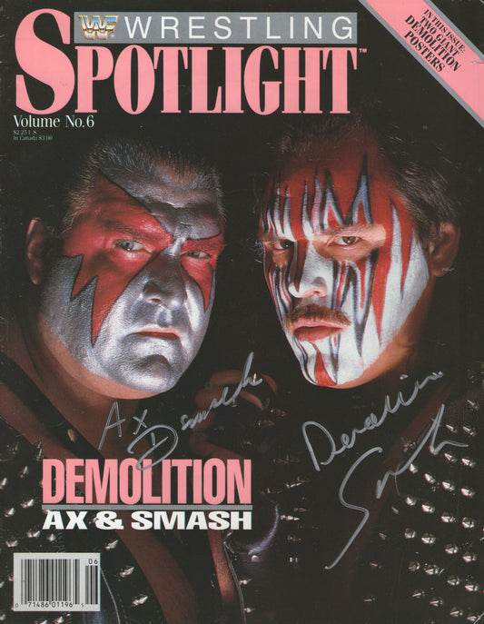 AM496  Demolition  Autographed Vintage Wrestling Magazine w/COA
