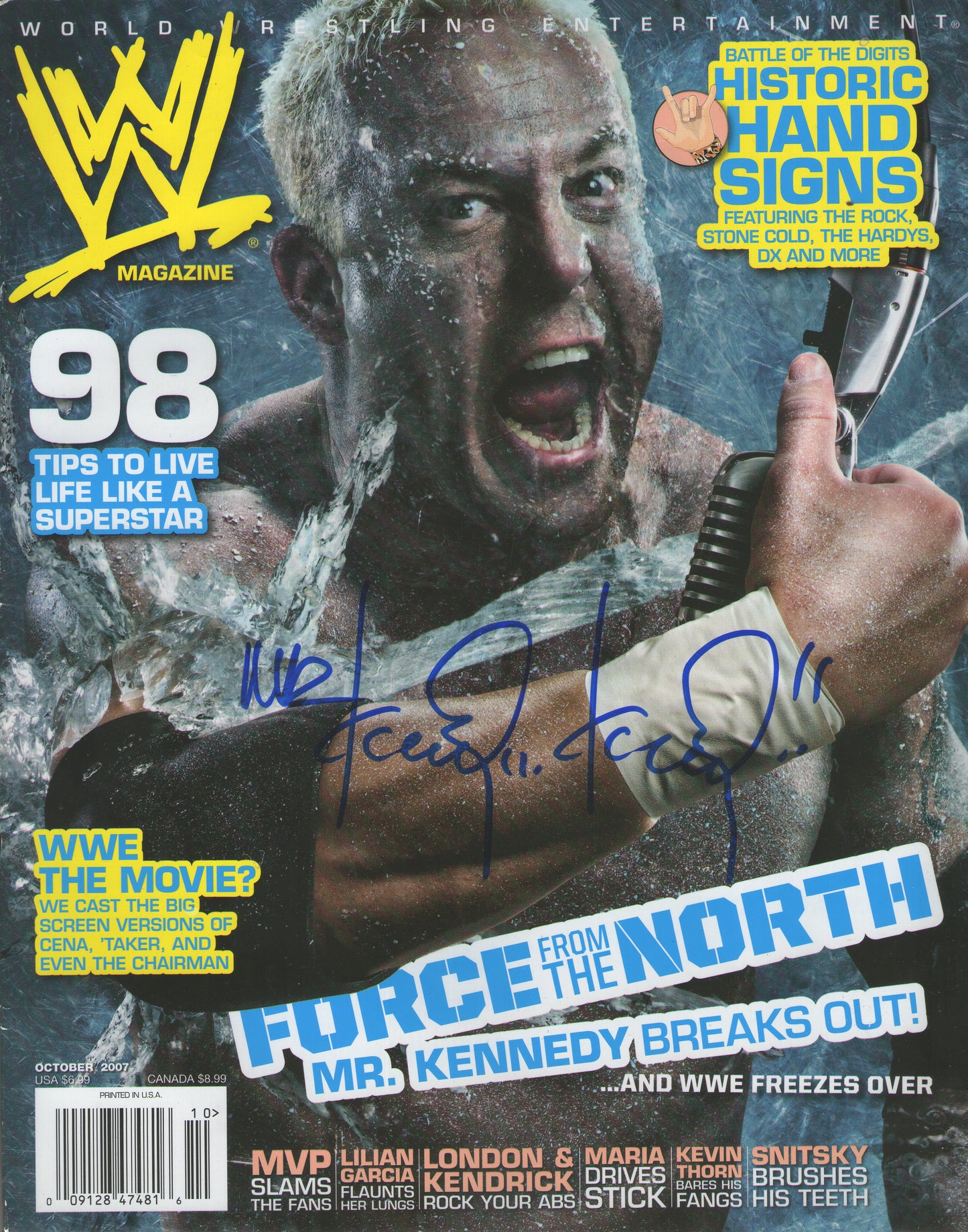 AM497   Mr. Kennedy Autographed Vintage Wrestling Magazine w/COA