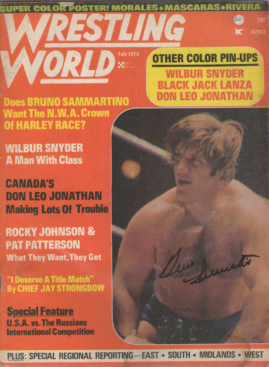 AM506   Bruno Sammartino ( Deceased )   Autographed Vintage Wrestling Magazine w/COA
