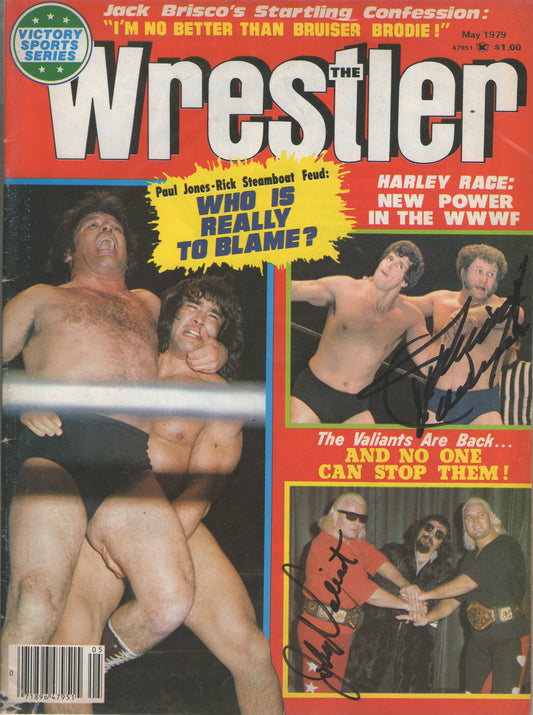 AM514  The Valiant Brothers  Autographed Vintage Wrestling Magazine w/COA