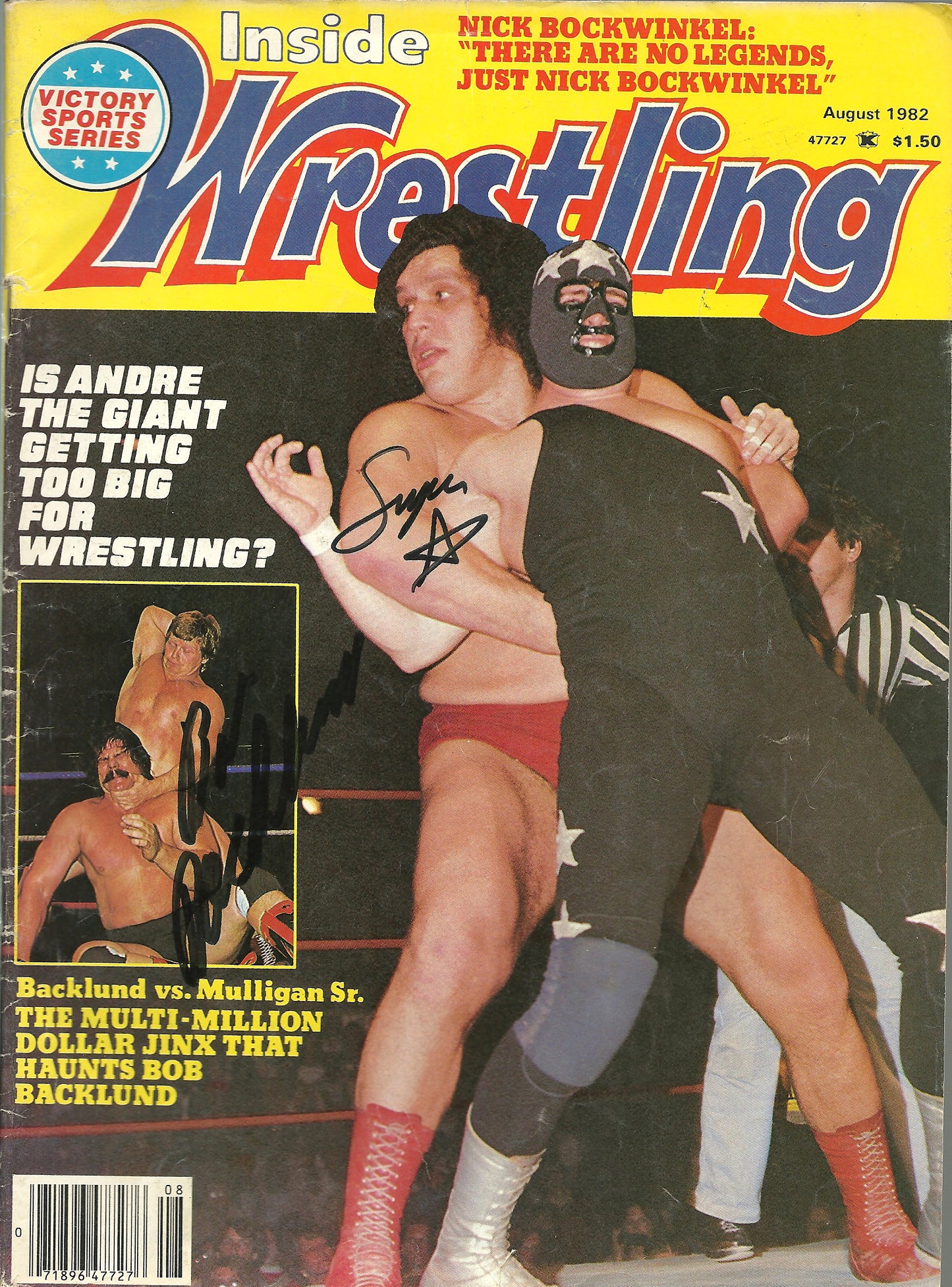 AM515  The Masked Superstar  Bob Backlund   Autographed Vintage Wrestling Magazine w/COA