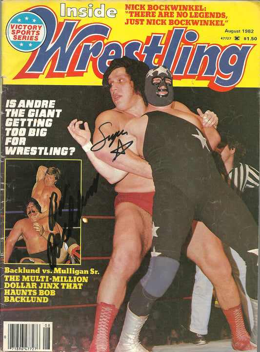 AM515  The Masked Superstar  Bob Backlund   Autographed Vintage Wrestling Magazine w/COA