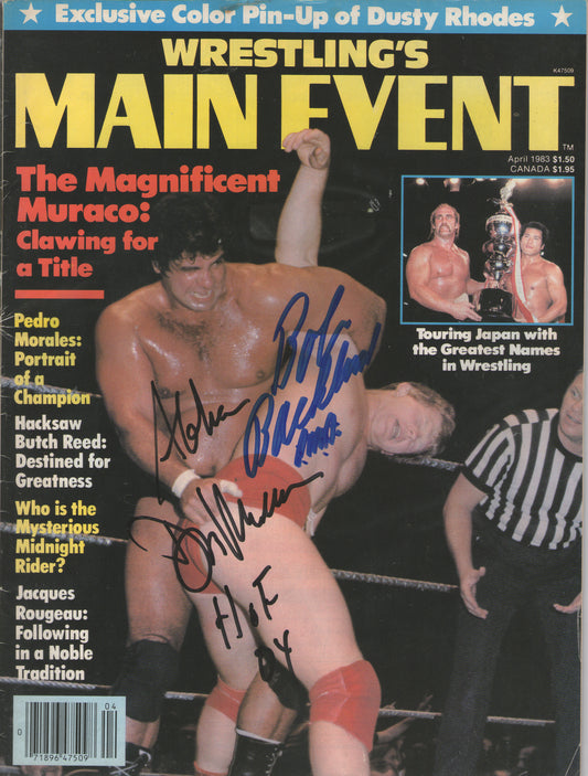 AM516  Don Muraco  Bob Backlund   Autographed Vintage Wrestling Magazine w/COA