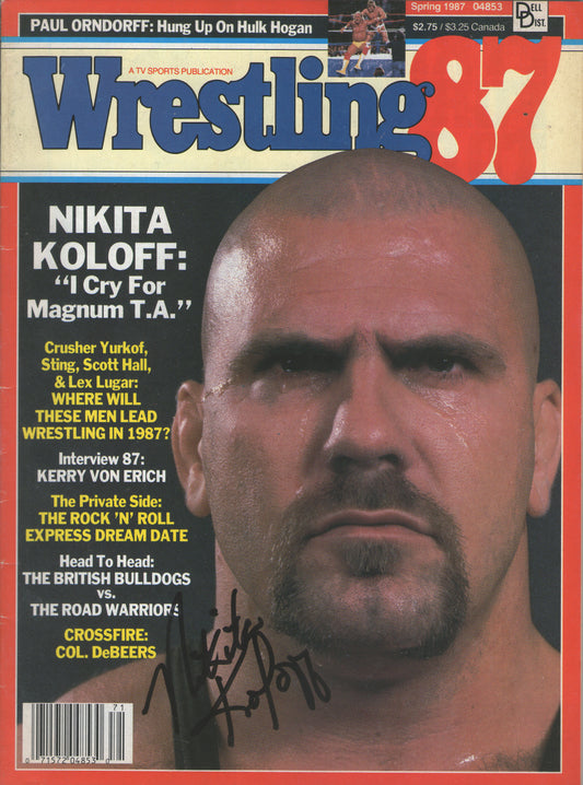 AM522  Nikita Koloff  Autographed Vintage Wrestling Magazine w/COA