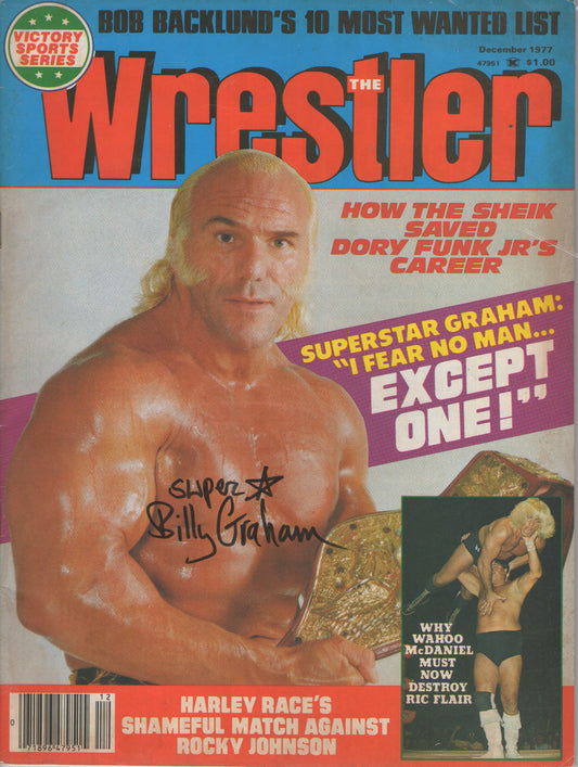 AM528  Superstar Billy Graham    Autographed Vintage Wrestling Magazine w/COA