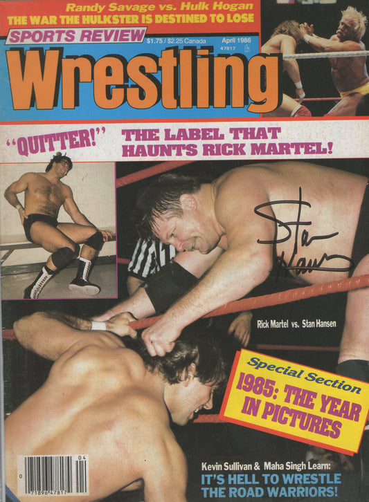 AM533  Stan Hansen Autographed Vintage Wrestling Magazine w/COA