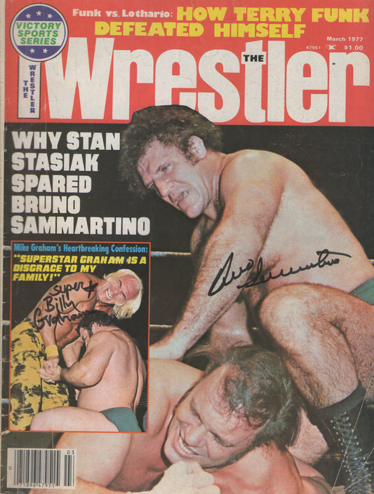 AM534  Bruno Sammartino ( Deceased )  Superstar Billy Graham Autographed Vintage Wrestling Magazine w/COA